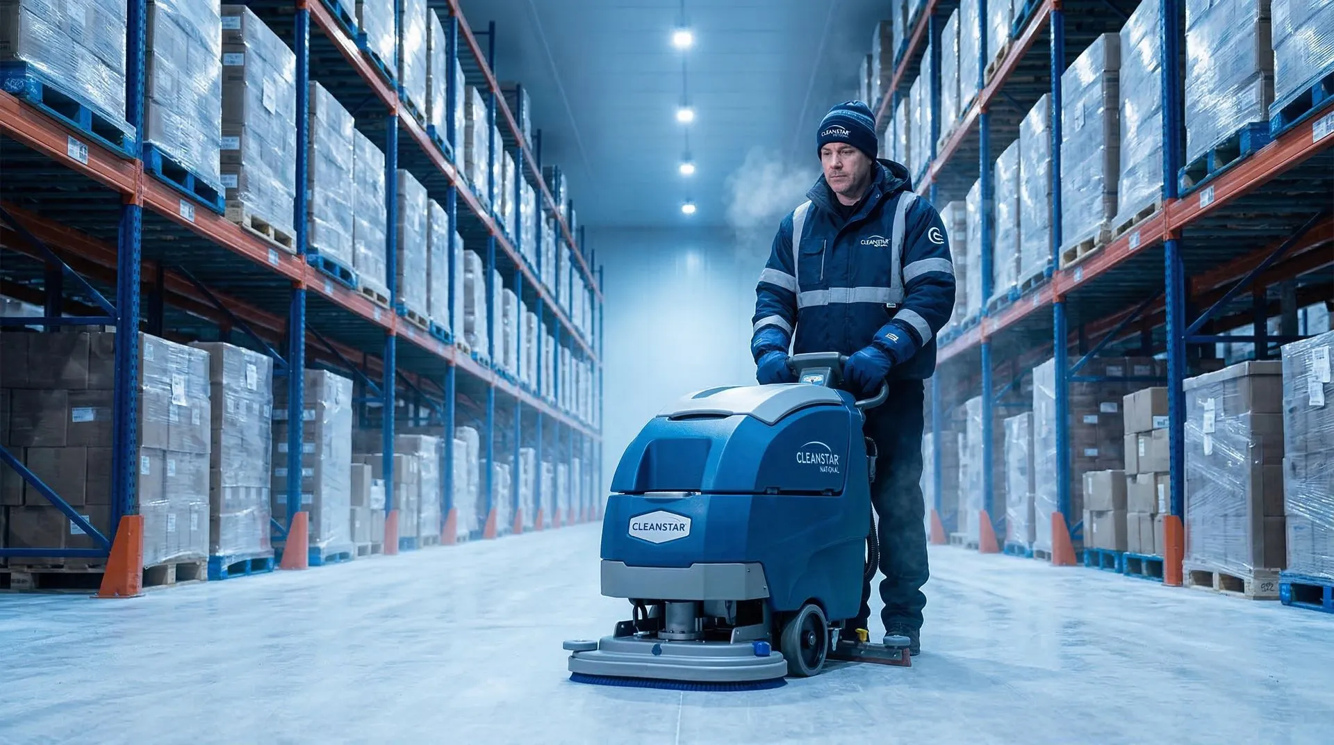 Cold-storage food warehouse sanitation